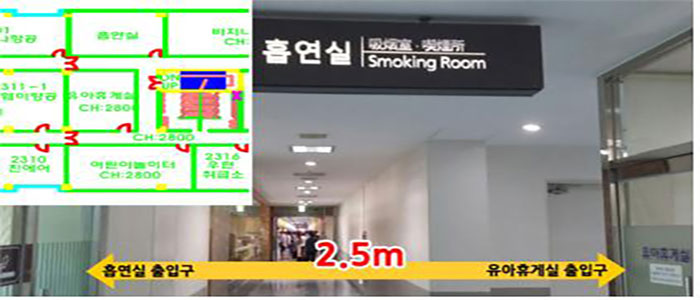 김포공항 수유실,흡연실 마주보는 전경